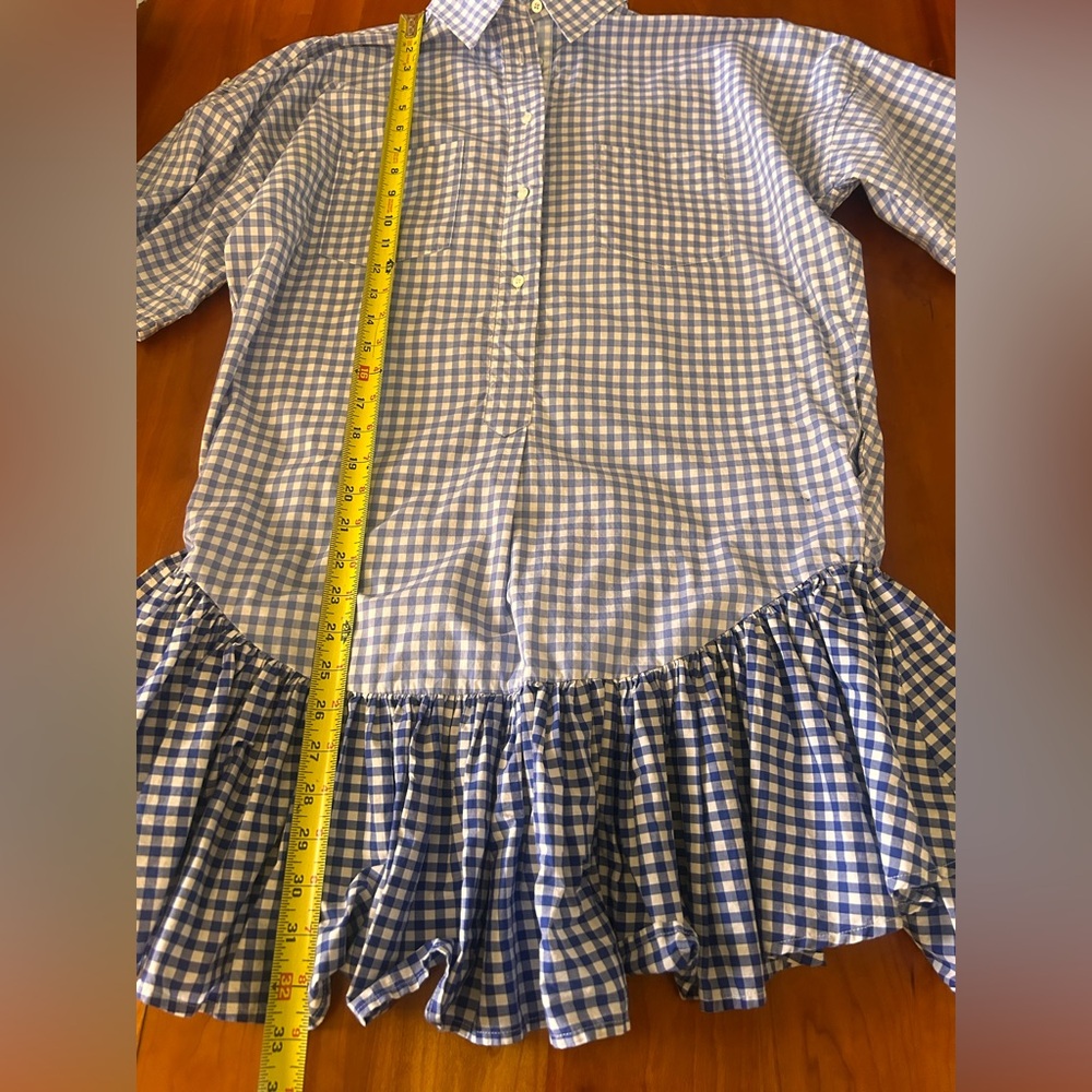 Sara Roka close gingham plaid ruffle hem shirt mini dress Size Small - Picture 5 of 13